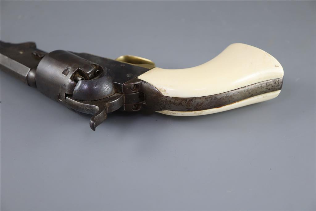 A Colt London 1851 Percussion Cap Navy Revolver, No. 1811 with ivory grip, length 13in.